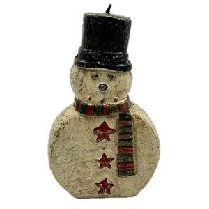 Primitive Snowman Candle Vintage 6 1/2" Height Decorative‎